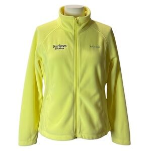 Columbia Bright Yellow Zip Up Fleece Jacket XL Four Roses Bourbon